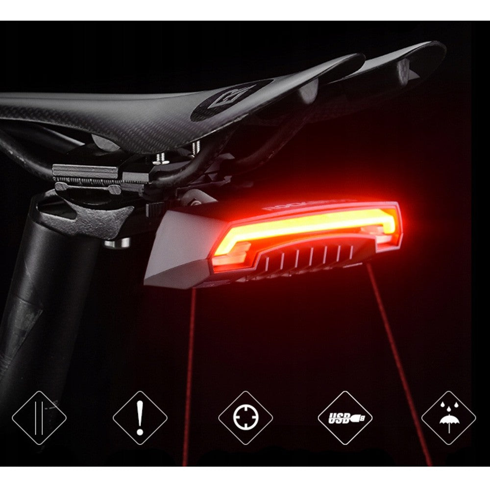 Πίσω Φως Ποδηλάτου Rockbros LKWD-R1 με Laser και Remote Control + Micro USB - USB-A Καλώδιο Μαύρο | www.lightgear.gr