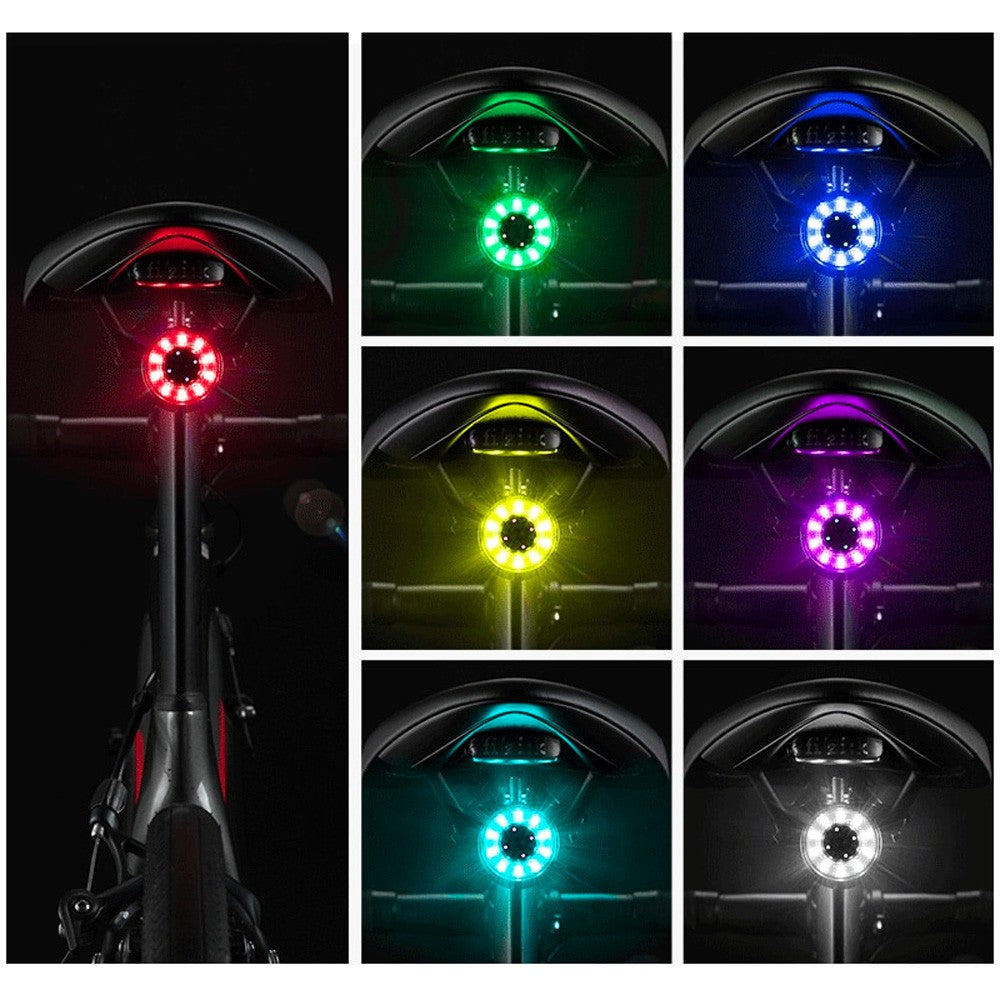 Πίσω Φως Ποδηλάτου Rockbros Q1 7 Color LED με USB-C σε USB-A Καλώδιο Μαύρο | www.lightgear.gr