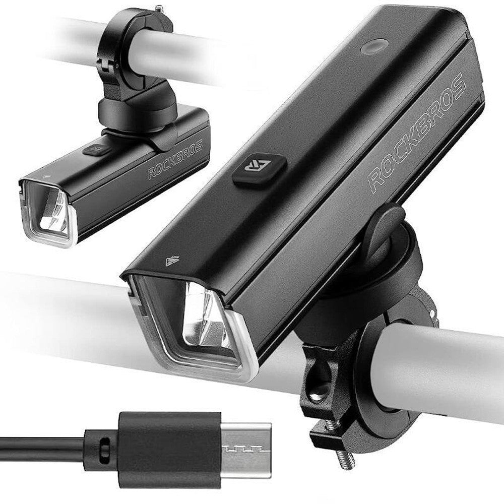 Μπροστινό Φως Ποδηλάτου Rockbros 24610002001 1000lm με USB-C - USB-A Καλώδιο Μαύρο | www.lightgear.gr