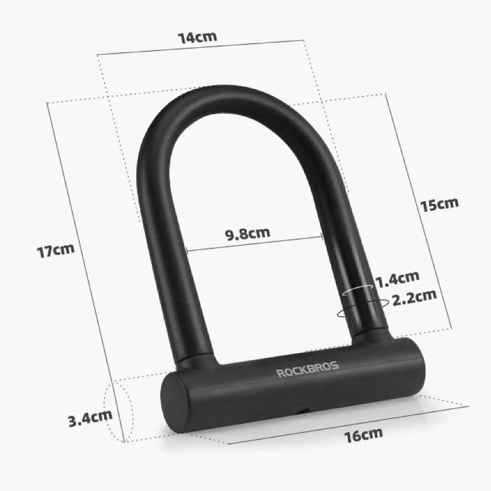 Κλειδαριά Ποδηλάτου U-lock Rockbros RKS610-BK Μαύρο | www.lightgear.gr