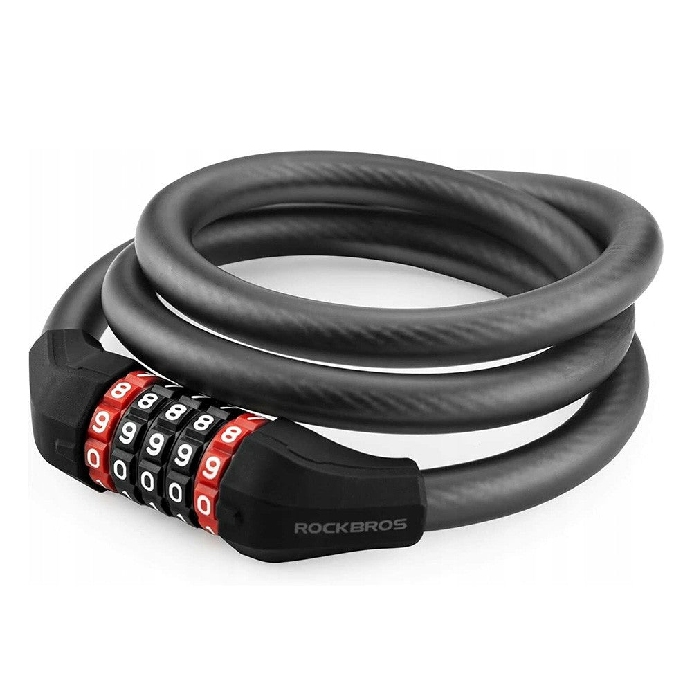 Λουκέτο Ποδηλάτου Rockbros RKS507-1BK με Συνδυασμό 1.8m Μαύρο | www.lightgear.gr