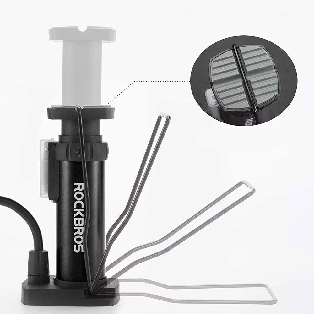 Τρόμπα Δαπέδου Ποδηλάτου Rockbros με Pressure Gauge Μαύρη | www.lightgear.gr