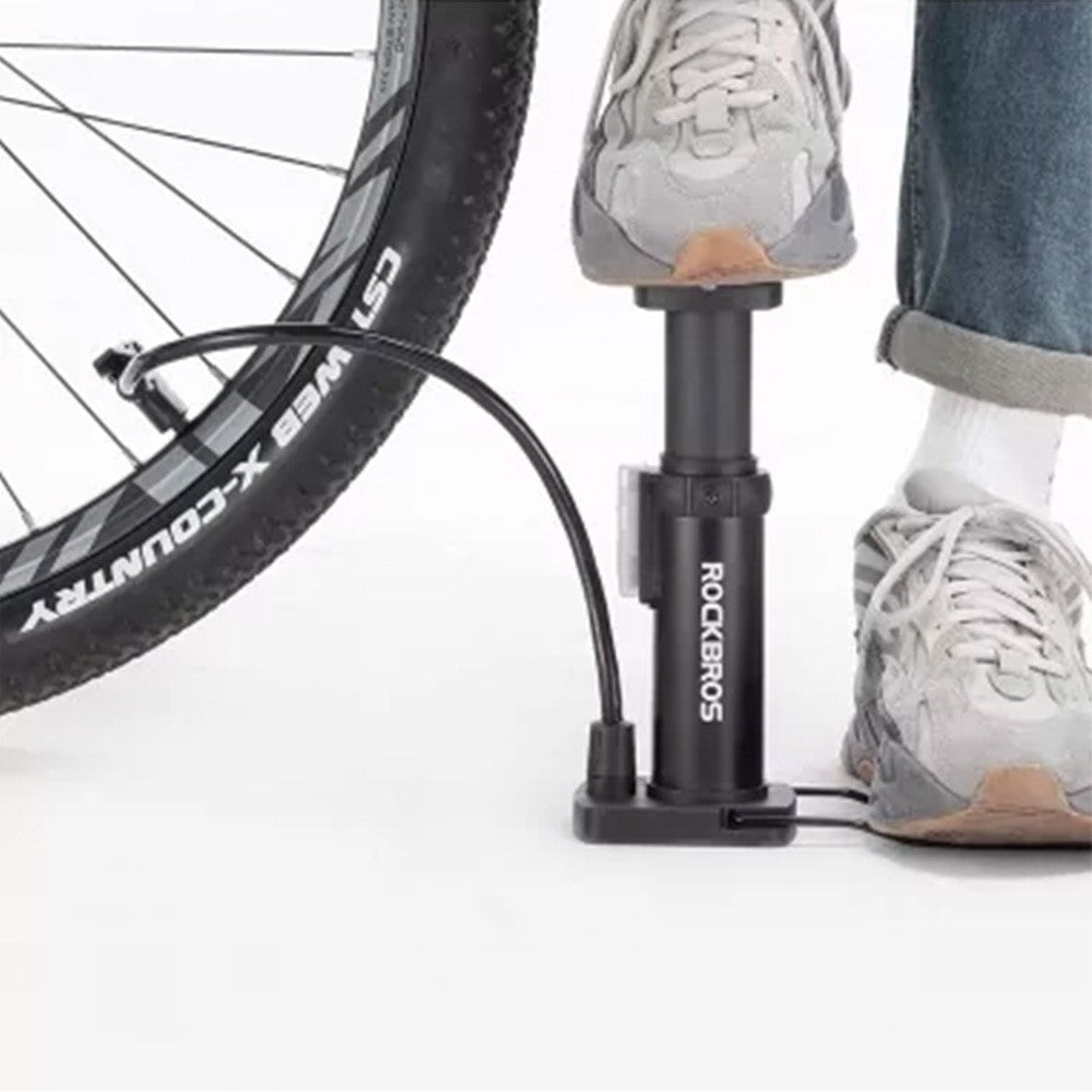 Τρόμπα Δαπέδου Ποδηλάτου Rockbros με Pressure Gauge Μαύρη | www.lightgear.gr