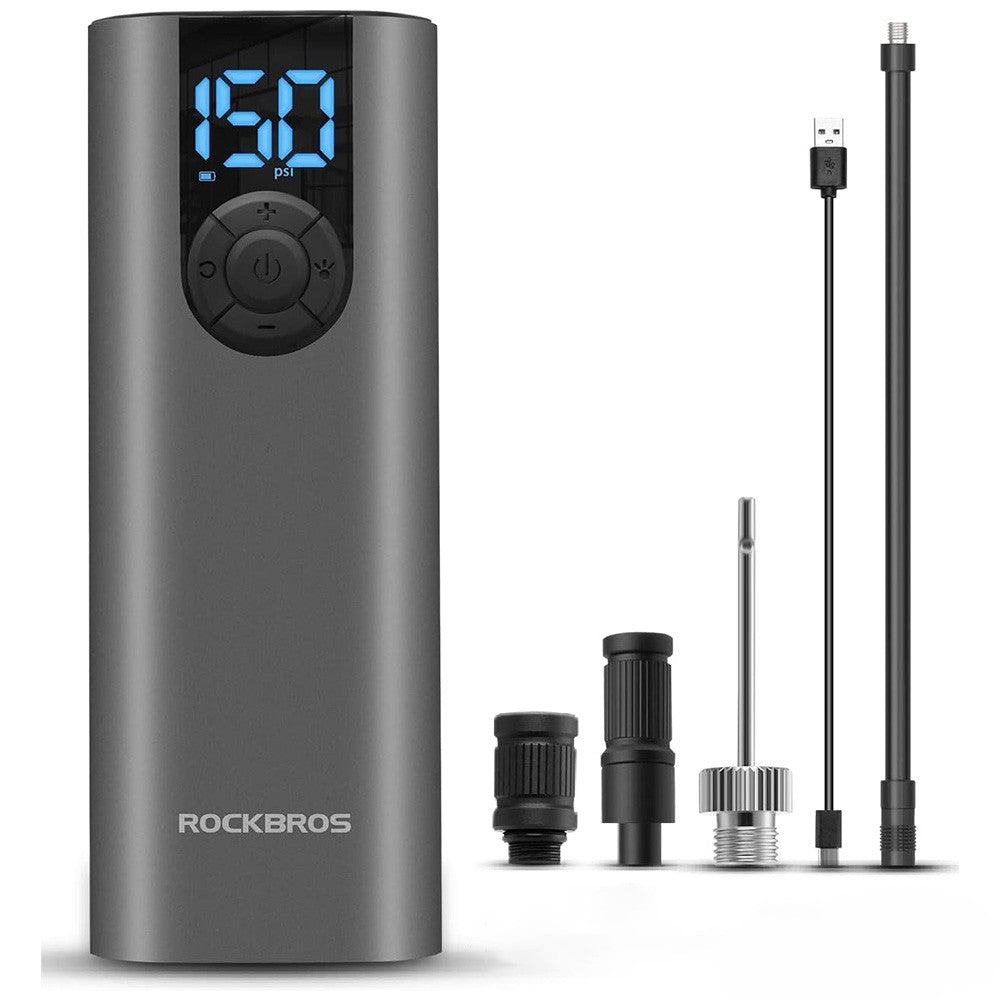 Ηλεκτρική Τρόμπα Ποδηλάτου Rockbros με LED Display + USB-C - USB-A Καλώδιο Μαύρη | www.lightgear.gr