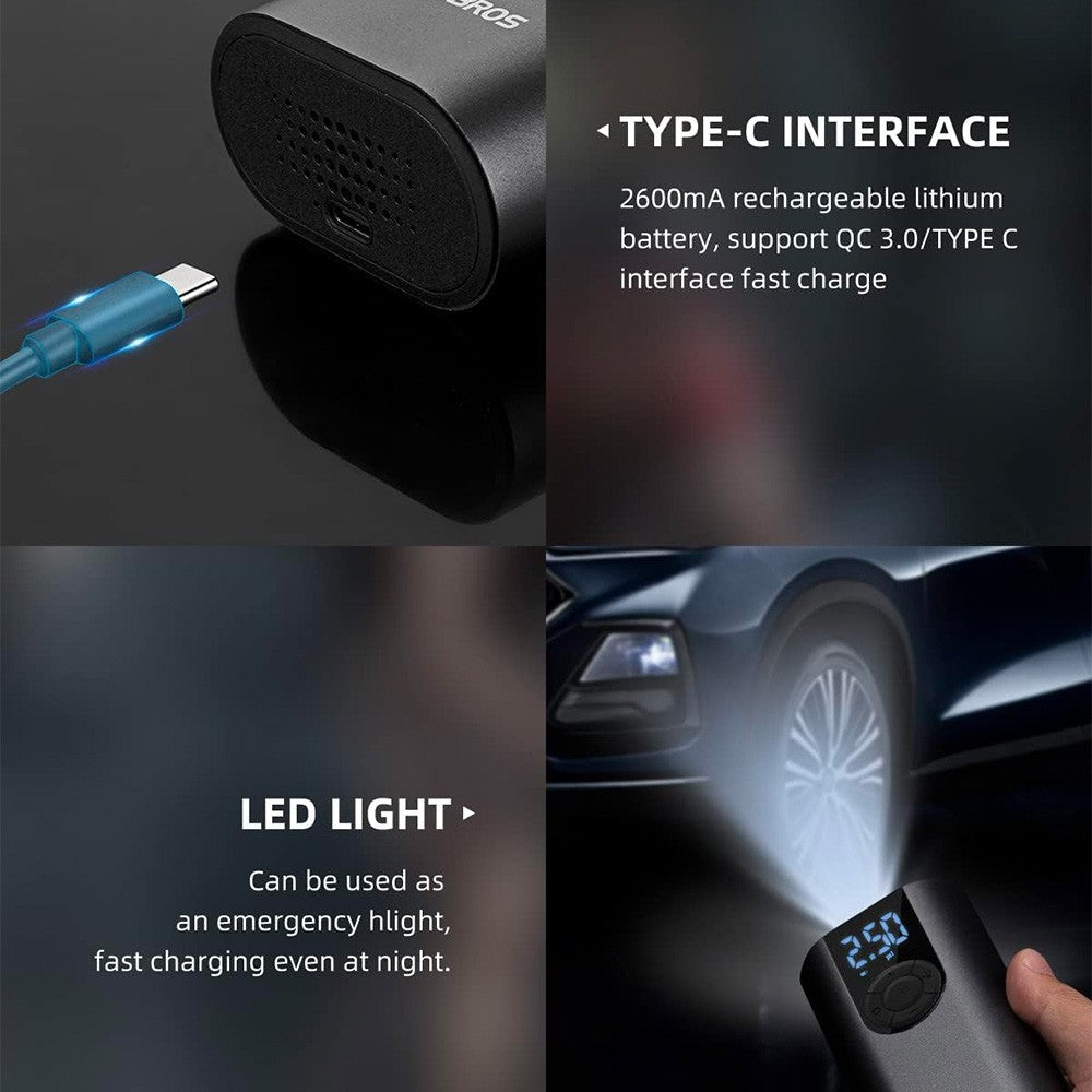 Ηλεκτρική Τρόμπα Ποδηλάτου Rockbros με LED Display + USB-C - USB-A Καλώδιο Μαύρη | www.lightgear.gr