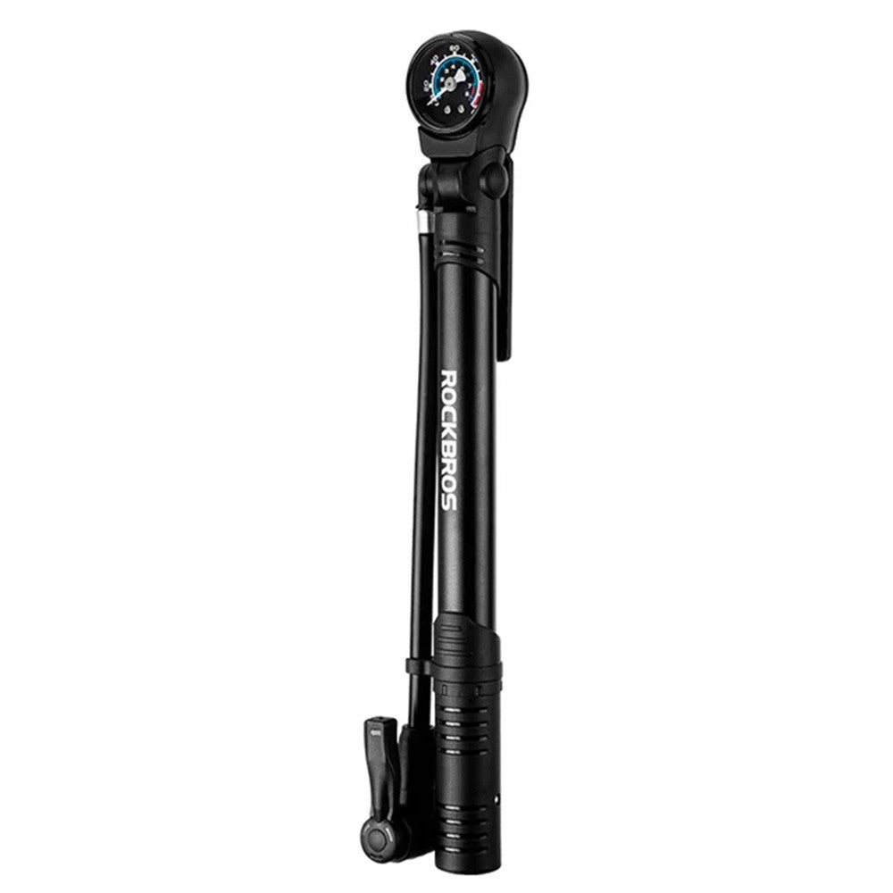 Τρόμπα Ποδηλάτου Rockbros με Pressure Gauge Μαύρη | www.lightgear.gr