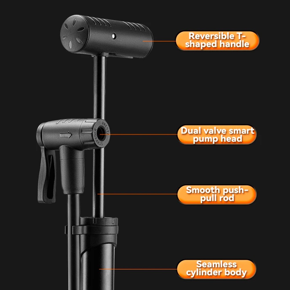 Τρόμπα Ποδηλάτου Rockbros με Pressure Gauge Μαύρη | www.lightgear.gr