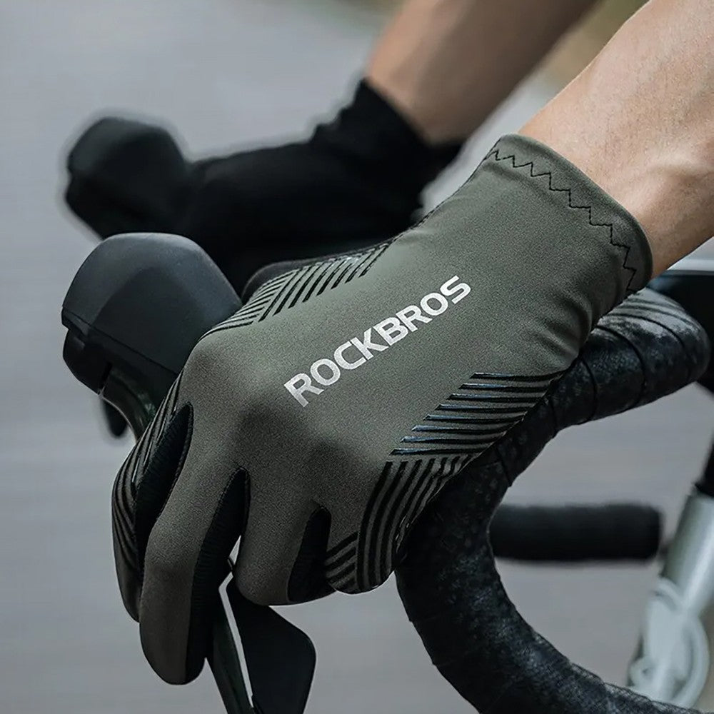 Γάντια Ποδηλασίας Rockbros Shock-Absorbing Πράσινο | www.lightgear.gr