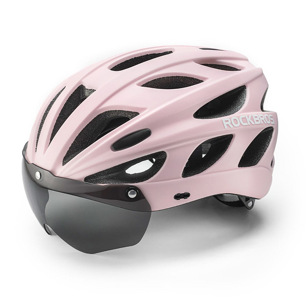 Κράνος Ποδηλάτου Rockbros με Visor και Αποσπώμενα UV Goggles Unisex Ροζ | www.lightgear.gr