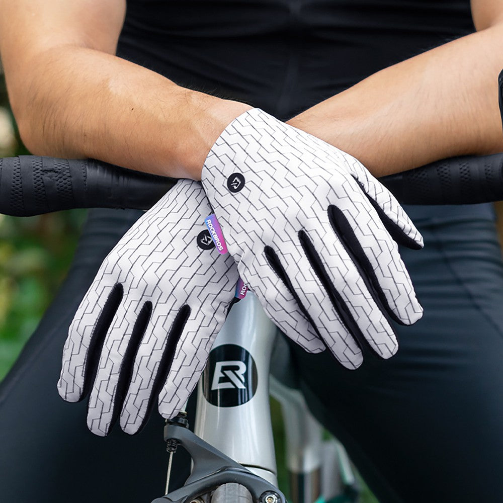 Γάντια Ποδηλασίας Rockbros MTB Λευκό Μαύρο | www.lightgear.gr