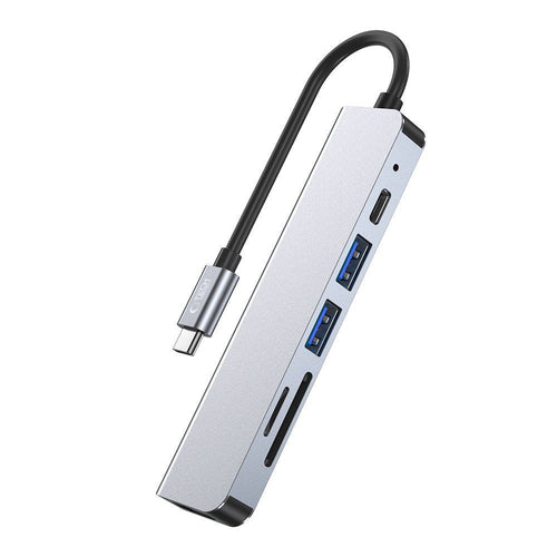 HUB Tech-Protect V4 6in1 USB-C USB-A 3.0 / USB-A 2.0 / USB-C / HDMI / Micro SD / TF / SD Card Reader Γκρι | www.lightgear.gr