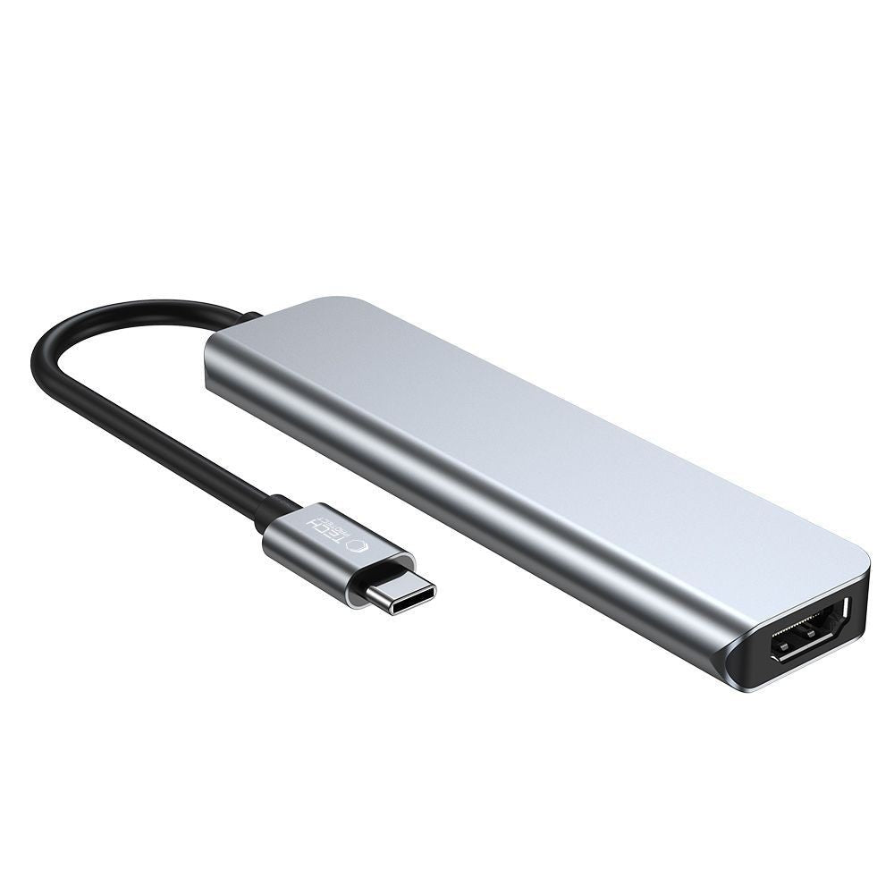 HUB Tech-Protect V4 6in1 USB-C USB-A 3.0 / USB-A 2.0 / USB-C / HDMI / Micro SD / TF / SD Card Reader Γκρι | www.lightgear.gr