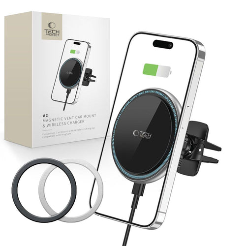 Car Phone Holder Tech-Protect A2 με MagSafe 15W Inductive Charger για Air Vent Μαύρο | www.lightgear.gr