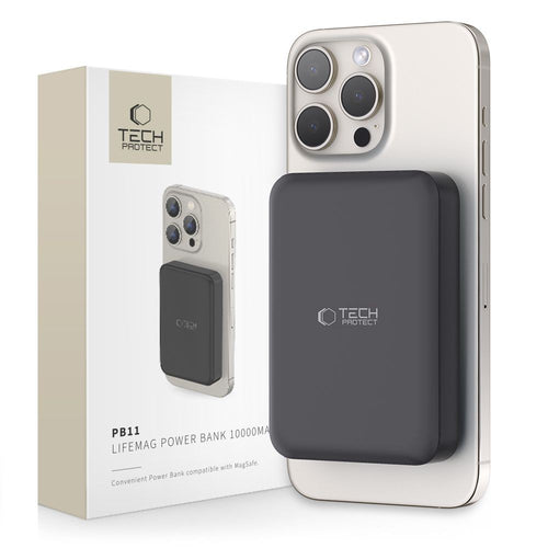 Powerbank Tech-Protect LifeMag PB11 με MagSafe 10000mAh 15W USB-C Θύρα Μαύρο + USB-C Καλώδιο | www.lightgear.gr