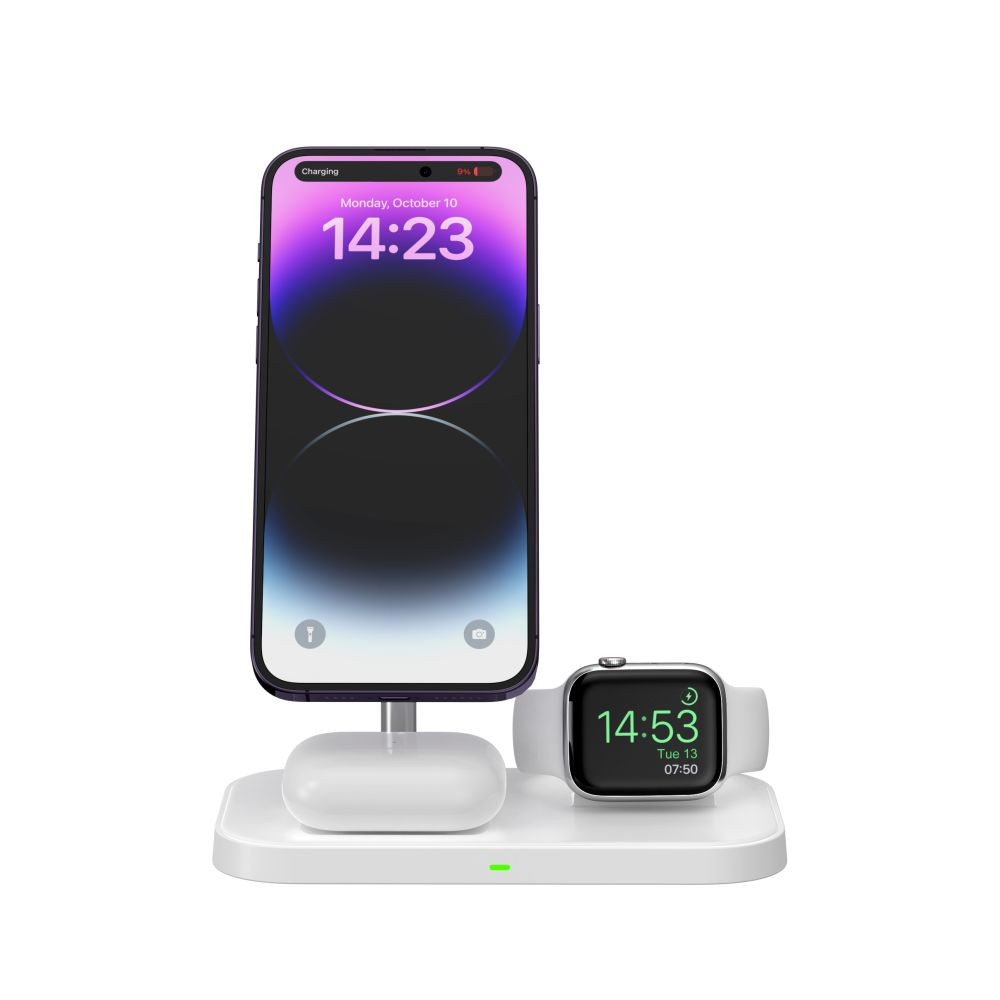 Inductive Charger Tech-Protect QI15W-A22 MagSafe με 3in1 MagSafe Stand για Smartphone / Apple Watch / AirPods Λευκό | www.lightgear.gr