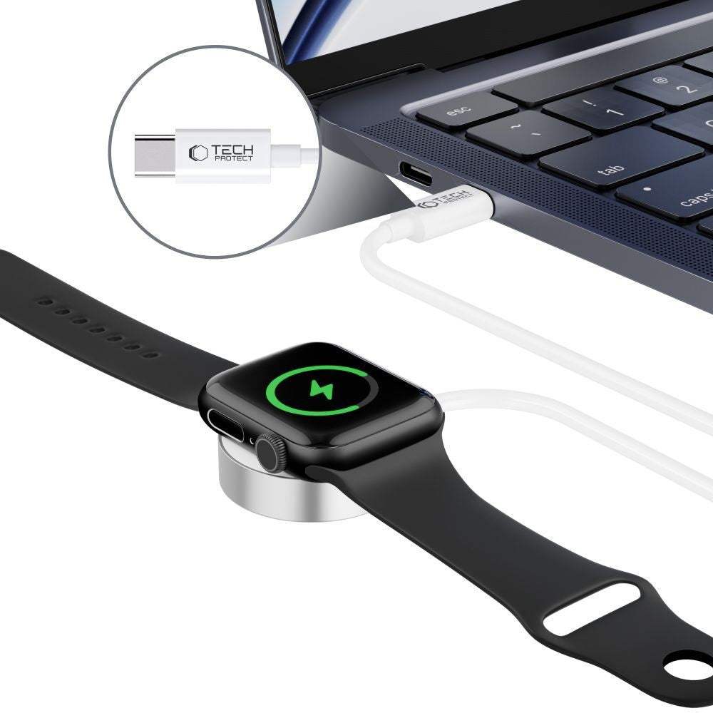 UltraBoost Magnetic Inductive Charger Tech-Protect με USB-C για Apple Watch 1.2m Λευκό | www.lightgear.gr