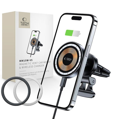 Car Phone Holder Tech-Protect MM15W-V5 με MagSafe 15W Inductive Charger για Air Vent Μαύρο | www.lightgear.gr
