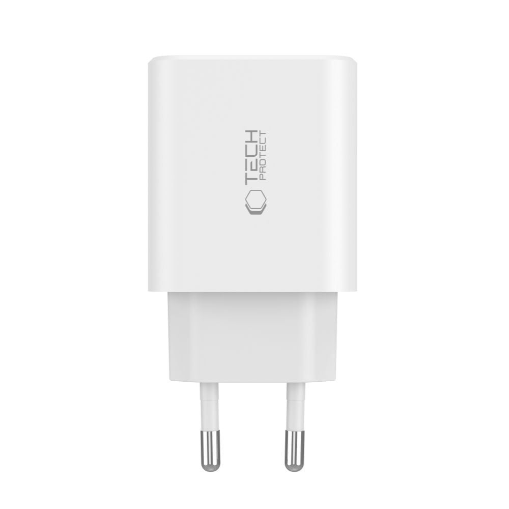 Επιτοίχιος Φορτιστής Tech-Protect NC30W 2x USB-C PD 30W / USB-A QC 3.0 Λευκό | www.lightgear.gr