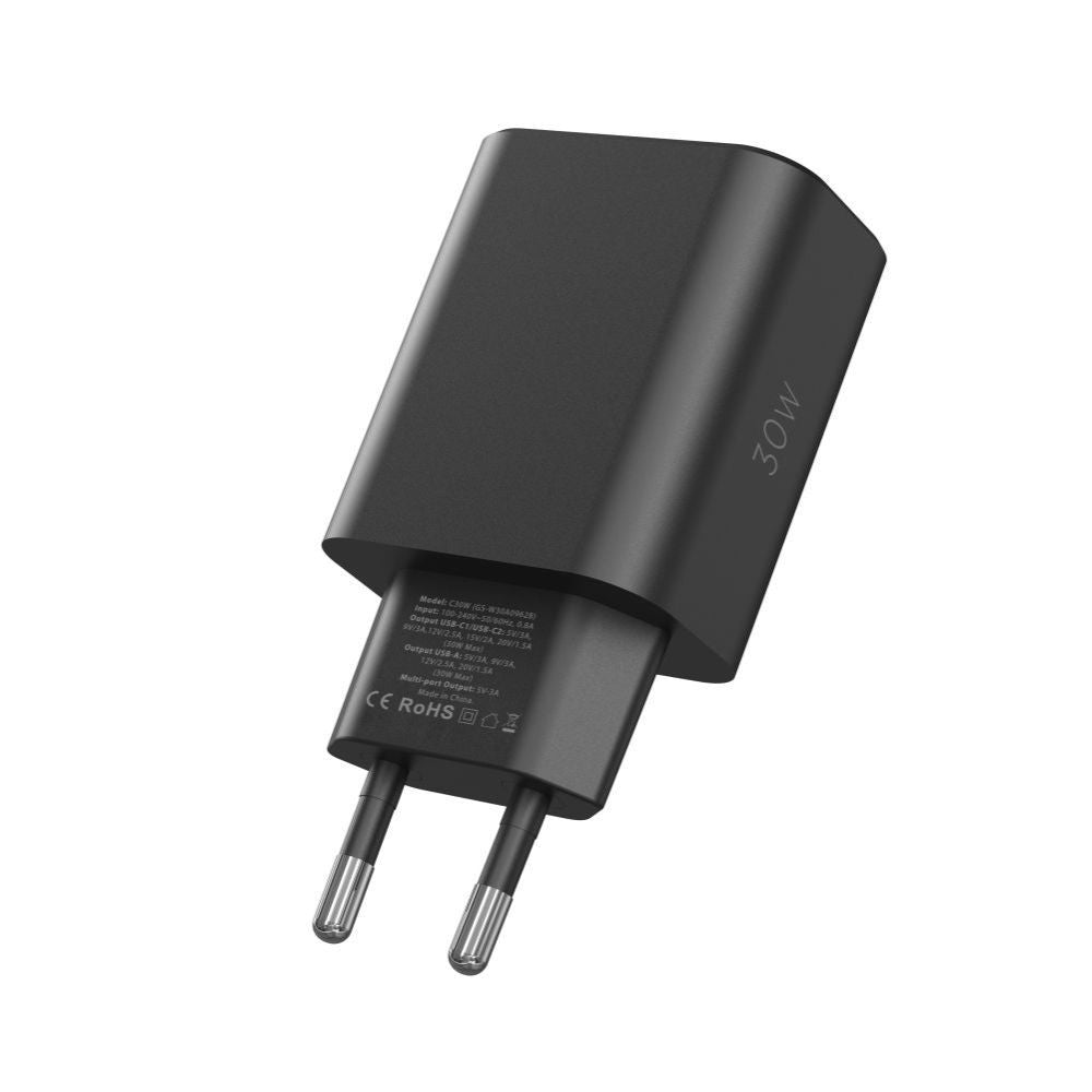 Επιτοίχιος Φορτιστής Tech-Protect NC30W 2x USB-C PD 30W / USB-A QC 3.0 Λευκό | www.lightgear.gr