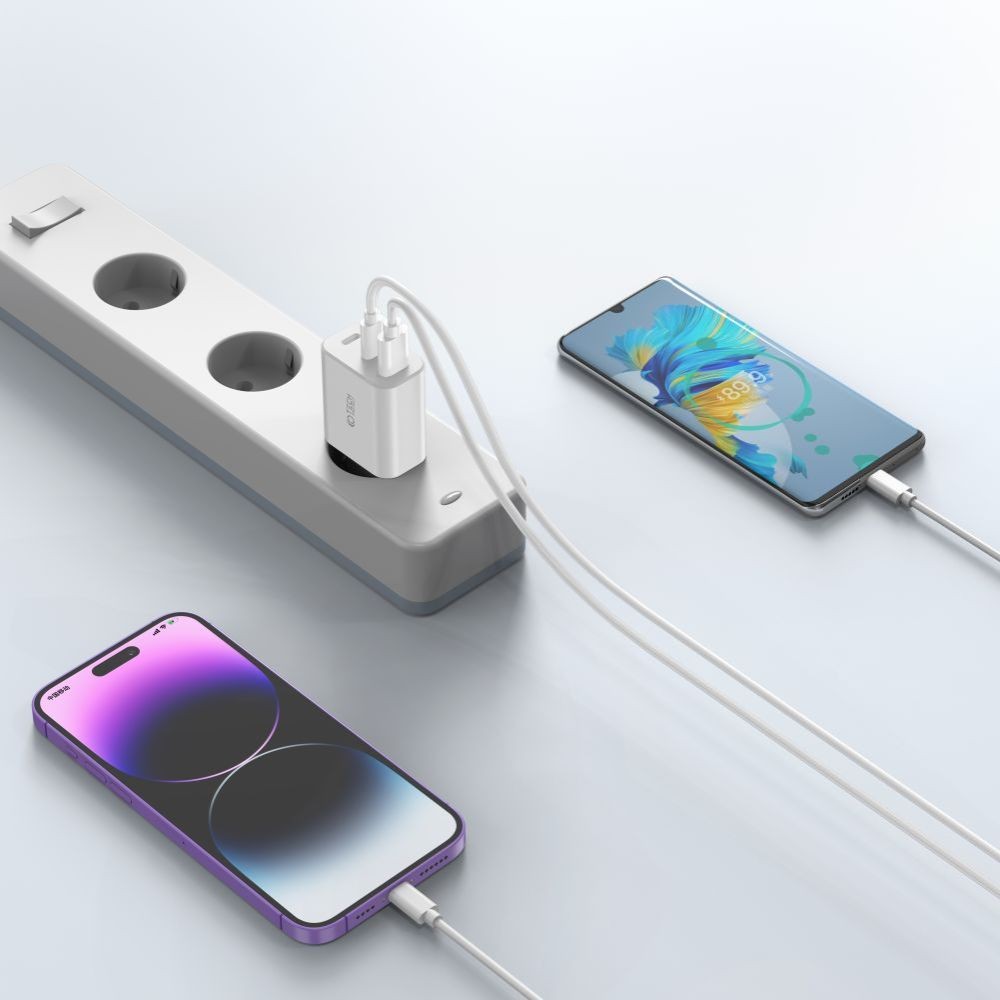Επιτοίχιος Φορτιστής Tech-Protect NC30W 2x USB-C PD 30W / USB-A QC 3.0 Λευκό | www.lightgear.gr