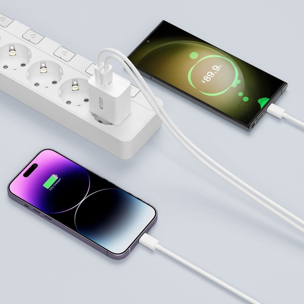 Επιτοίχιος Φορτιστής Tech-Protect NC30W USB-C PD 30W / USB-A QC 3.0 Μαύρο | www.lightgear.gr