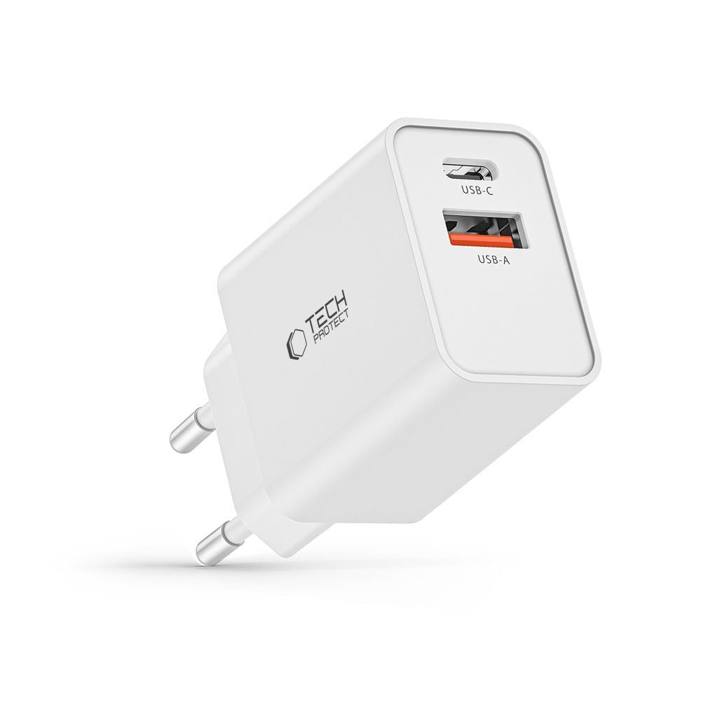 Επιτοίχιος Φορτιστής Tech-Protect NC30W USB-C PD 30W / USB-A QC 3.0 Λευκό | www.lightgear.gr