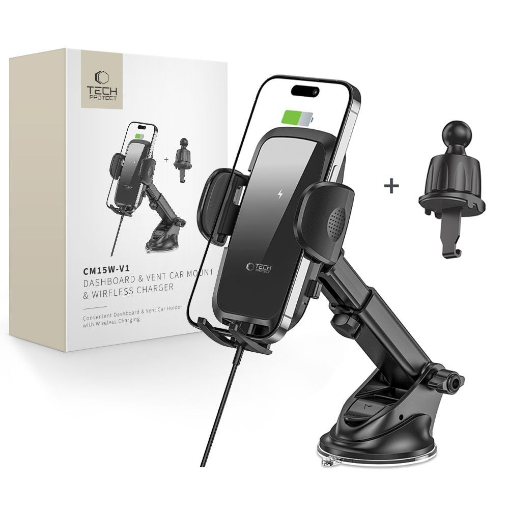 Car Phone Holder Tech-Protect CM15W-V1 με Inductive Charger 15W για Cockpit/Air Vent Μαύρο | www.lightgear.gr