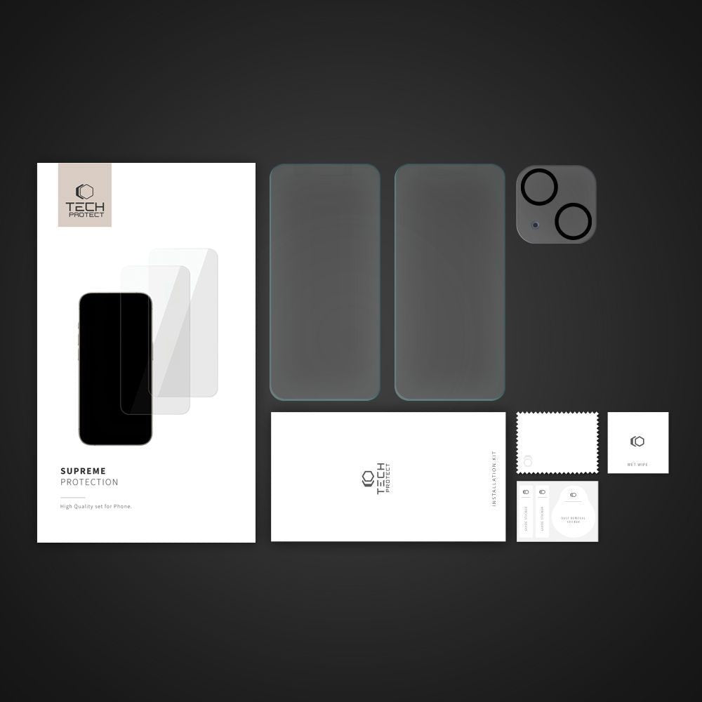 Supreme Set Tech-Protect για iPhone 15 Tempered Glass Οθόνης 2τεμ / Tempered Glass Κάμερας | www.lightgear.gr
