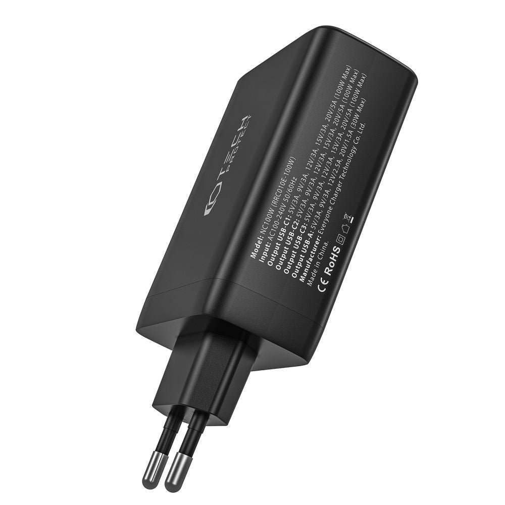 Επιτοίχιος Πολυφορτιστής Tech-Protect NC100W-GAN GaN 3x USB-C PD 100W / USB-A QC 3.0 Λευκό | www.lightgear.gr