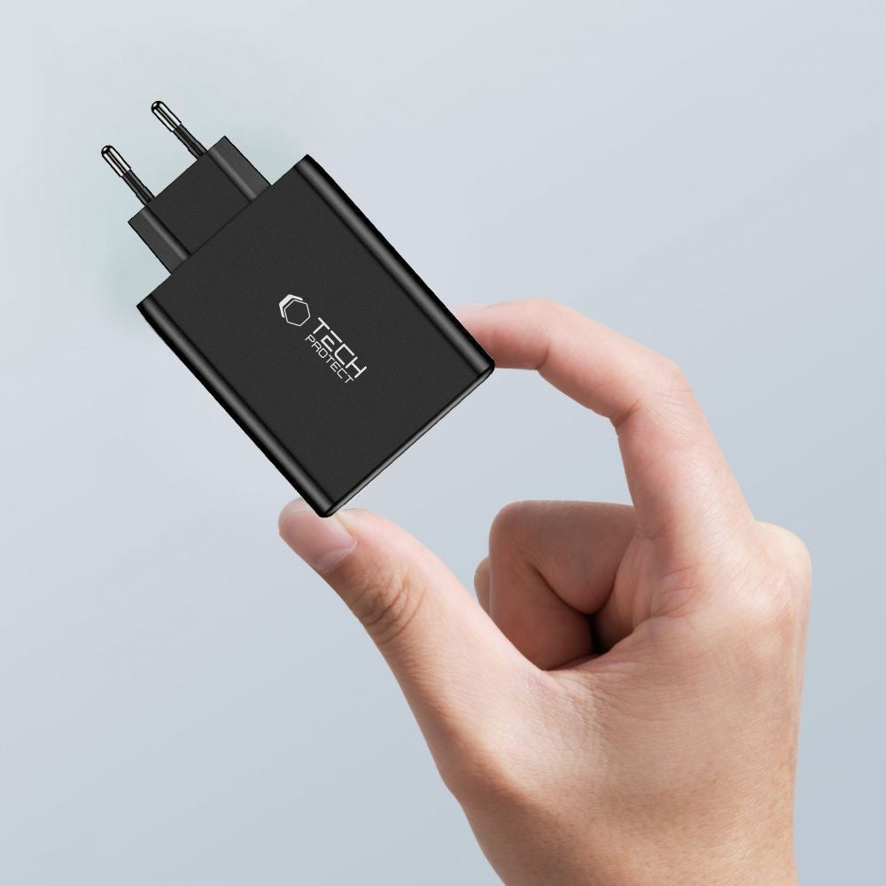 Επιτοίχιος Πολυφορτιστής Tech-Protect NC100W-GAN GaN 3x USB-C PD 100W / USB-A QC 3.0 Λευκό | www.lightgear.gr