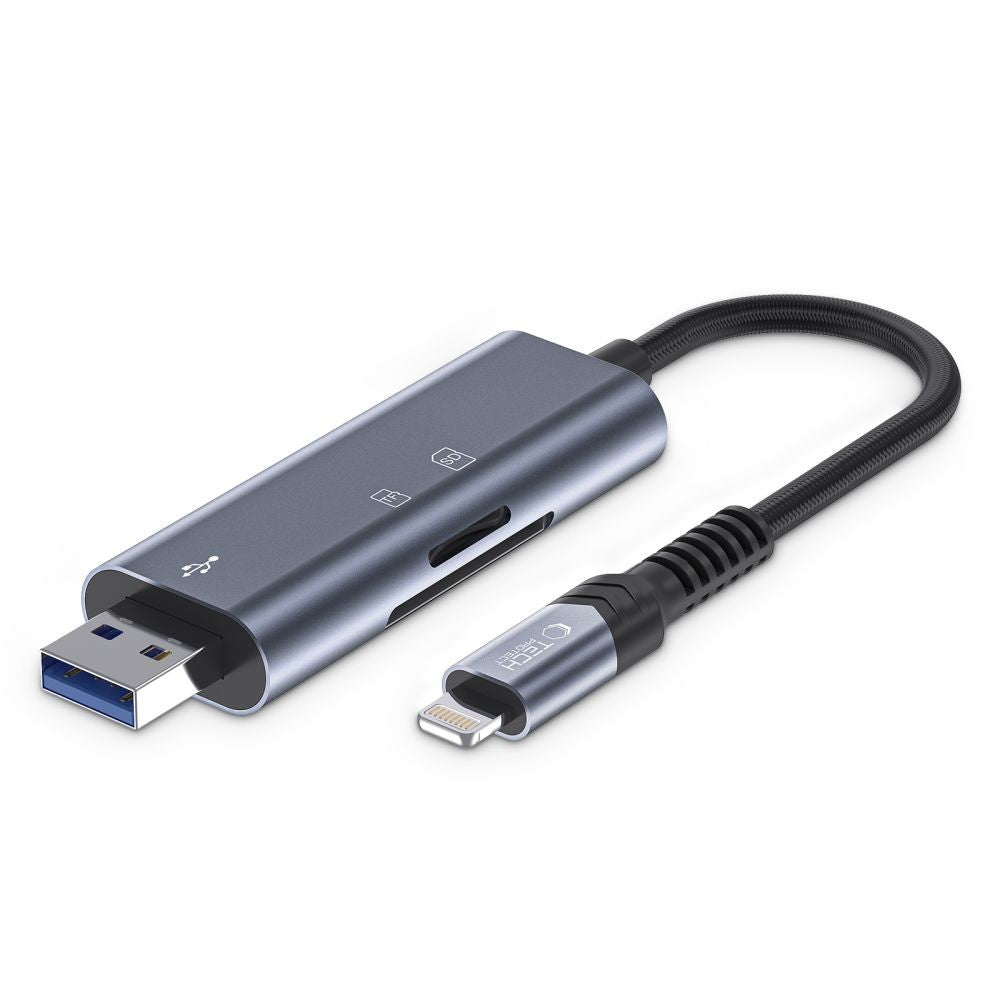 Card Reader Tech-Protect UltraBoost SD/micro SD με Lightning/USB-A Γκρι | www.lightgear.gr