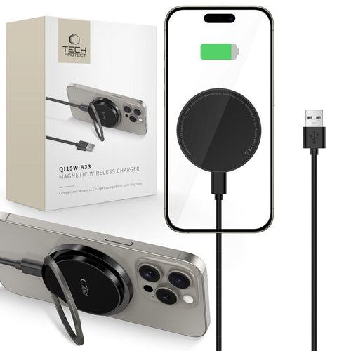 Inductive Charger Tech-Protect QI15W-A33 με MagSafe και Stand με USB-A / USB-C Καλώδιο Μαύρο | www.lightgear.gr