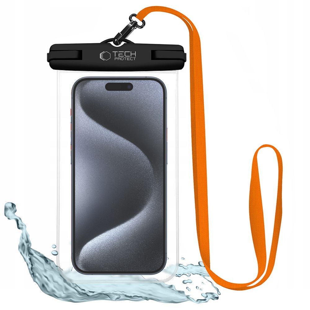 Waterproof Θήκη Tech-Protect UWC7 για Συσκευές έως 6.9" Μαύρο/Πορτοκαλί | www.lightgear.gr