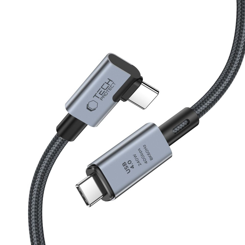 Καλώδιο Tech-Protect UltraBoost Max L USB-C 4.0 (Straight) / USB-C 4.0 (Angled) PD 240W 8K 40Gbps 1.5m Γκρι | www.lightgear.gr