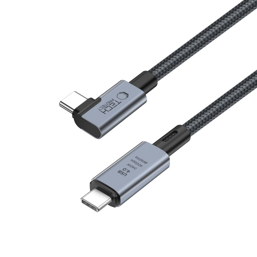 Καλώδιο Tech-Protect UltraBoost Max L USB-C 4.0 (Straight) / USB-C 4.0 (Angled) PD 240W 8K 40Gbps 1.5m Γκρι | www.lightgear.gr