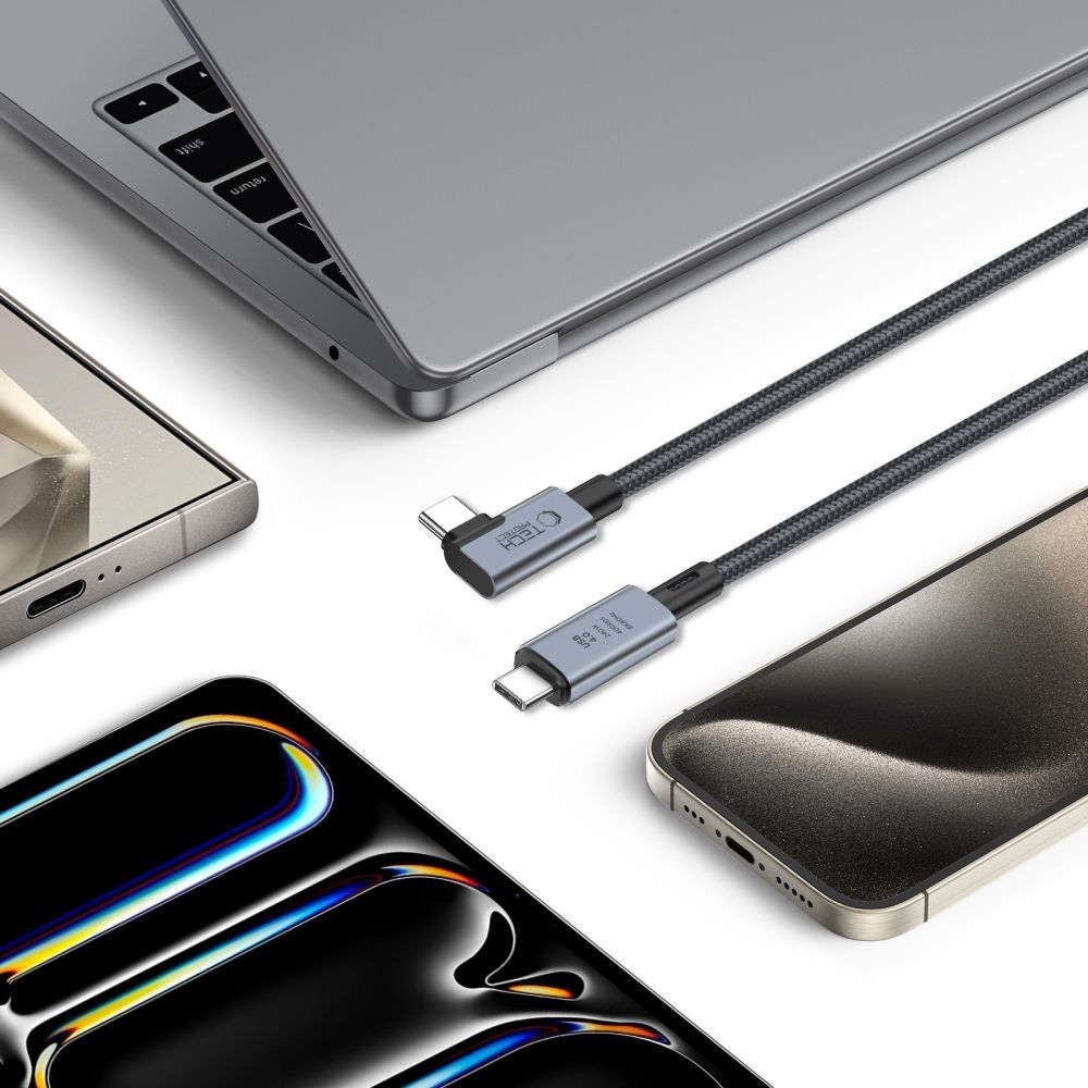 Καλώδιο Tech-Protect UltraBoost Max L USB-C 4.0 (Straight) / USB-C 4.0 (Angled) PD 240W 8K 40Gbps 1.5m Γκρι | www.lightgear.gr