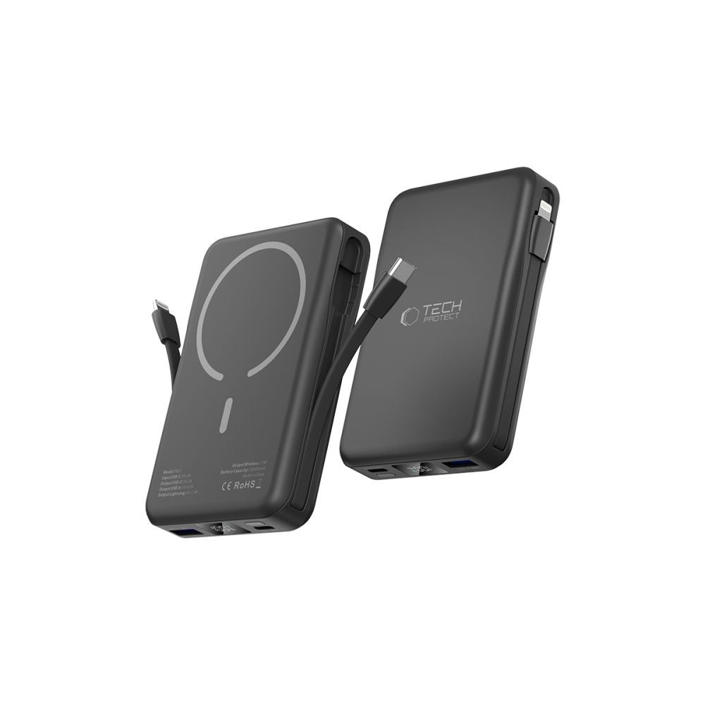 Power Bank Tech-Protect LifeMag PB31 με MagSafe 10000mAh 15W USB-C / USB-A / Built-in USB-C / Lightning Καλώδια Μαύρο | www.lightgear.gr