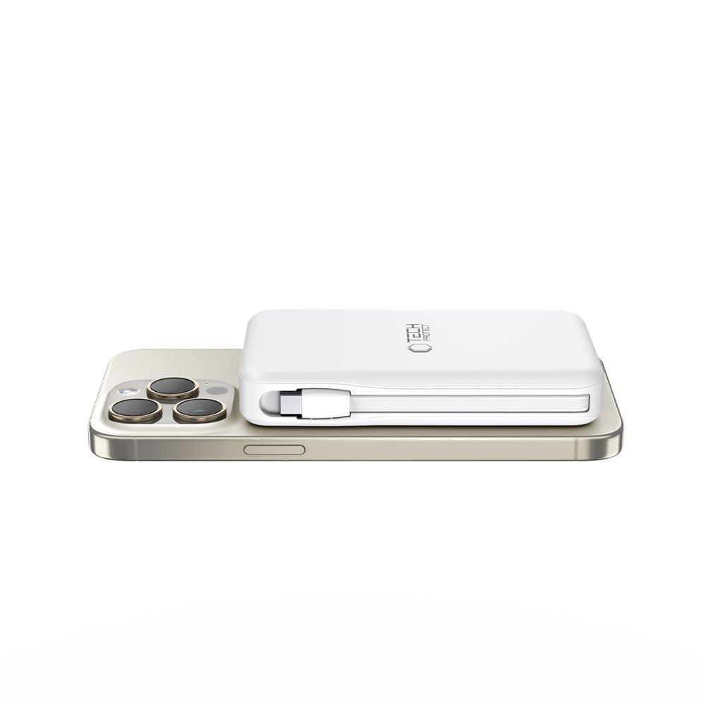 Power Bank Tech-Protect LifeMag PB31 με MagSafe 10000mAh 15W USB-C / USB-A / Built-in USB-C / Lightning Cables Λευκό | www.lightgear.gr