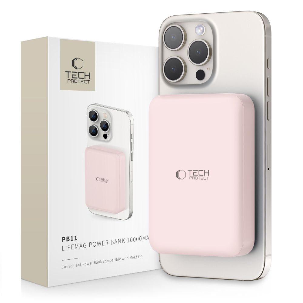 Powerbank Tech-Protect LifeMag PB11 με MagSafe 10000mAh 15W USB-C Θύρα Ροζ + USB-C Καλώδιο | www.lightgear.gr