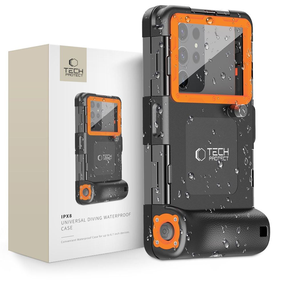 Waterproof Θήκη Tech-Protect IPX8 για Smartphones 4.7-6.7" Μαύρο και Πορτοκαλί | www.lightgear.gr