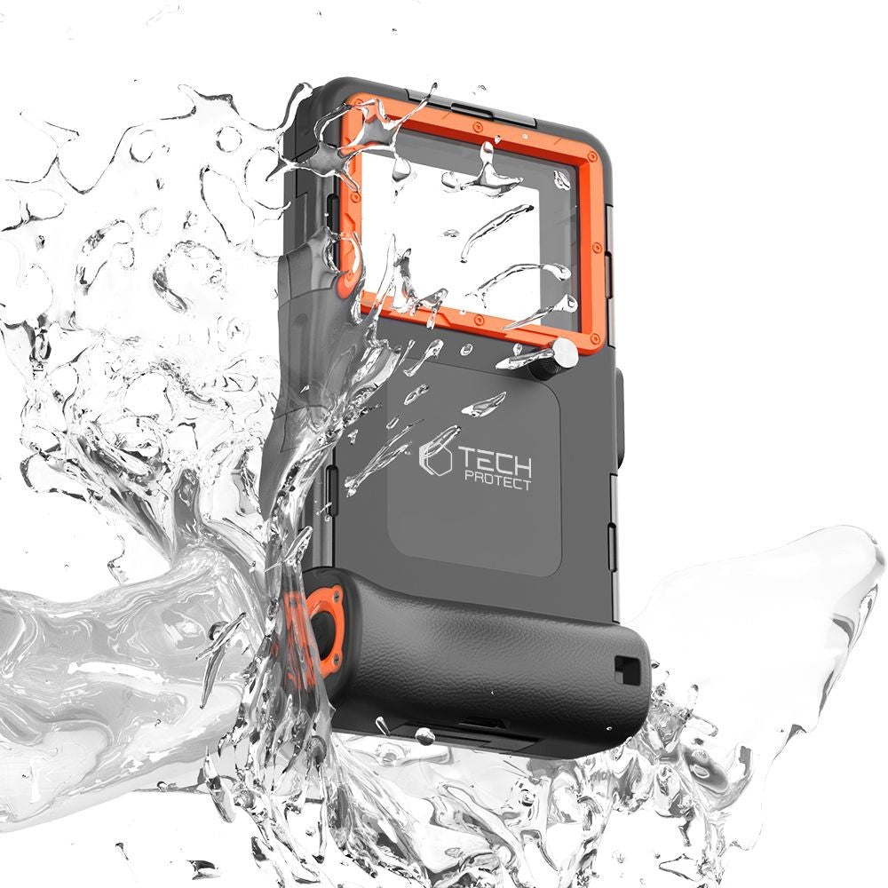 Waterproof Θήκη Tech-Protect IPX8 για Smartphones 4.7-6.7" Μαύρο και Πορτοκαλί | www.lightgear.gr