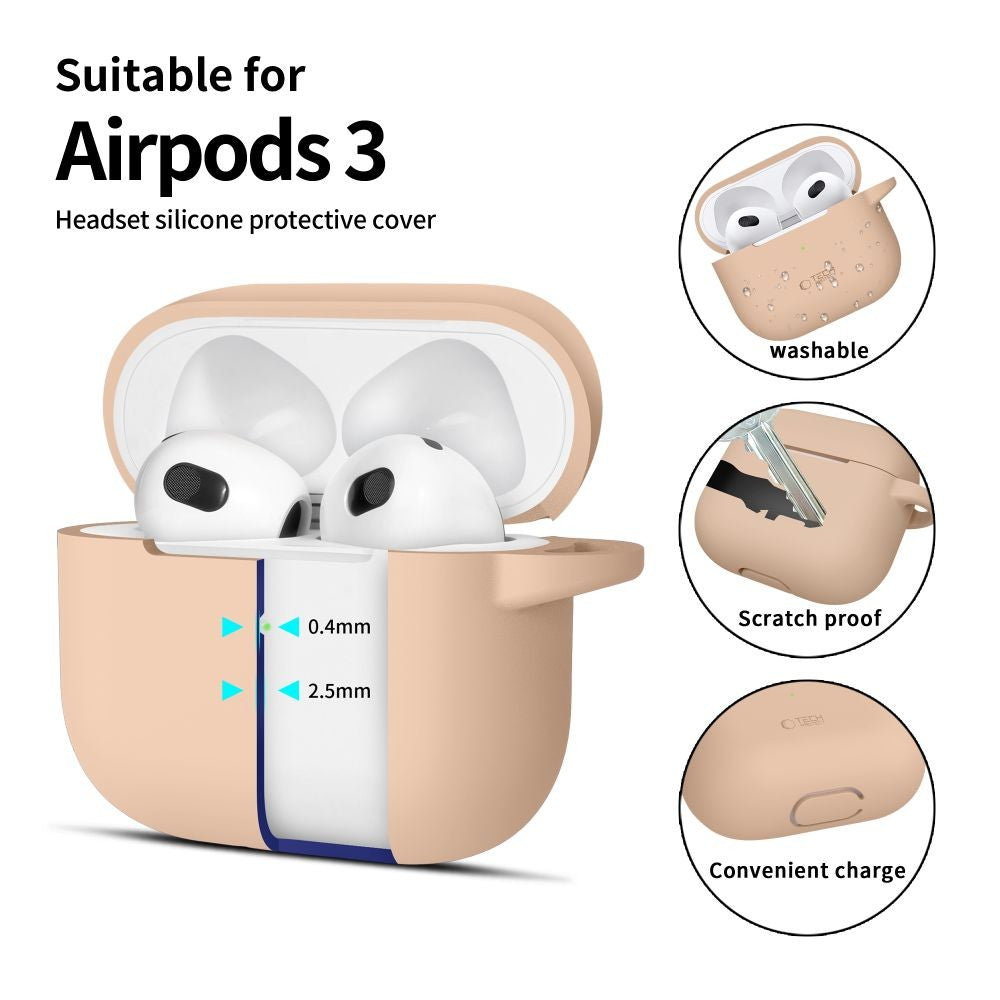 Silicone Hook Θήκη Tech-Protect για AirPods 3 Beige | www.lightgear.gr