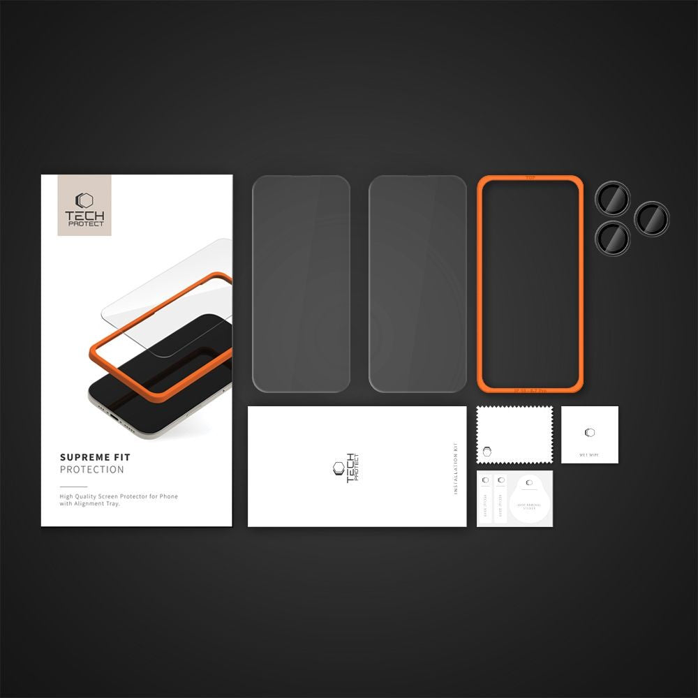 Tempered Glass Supreme Set Tech-Protect για iPhone 16 Pro Διάφανο 3τεμ | www.lightgear.gr