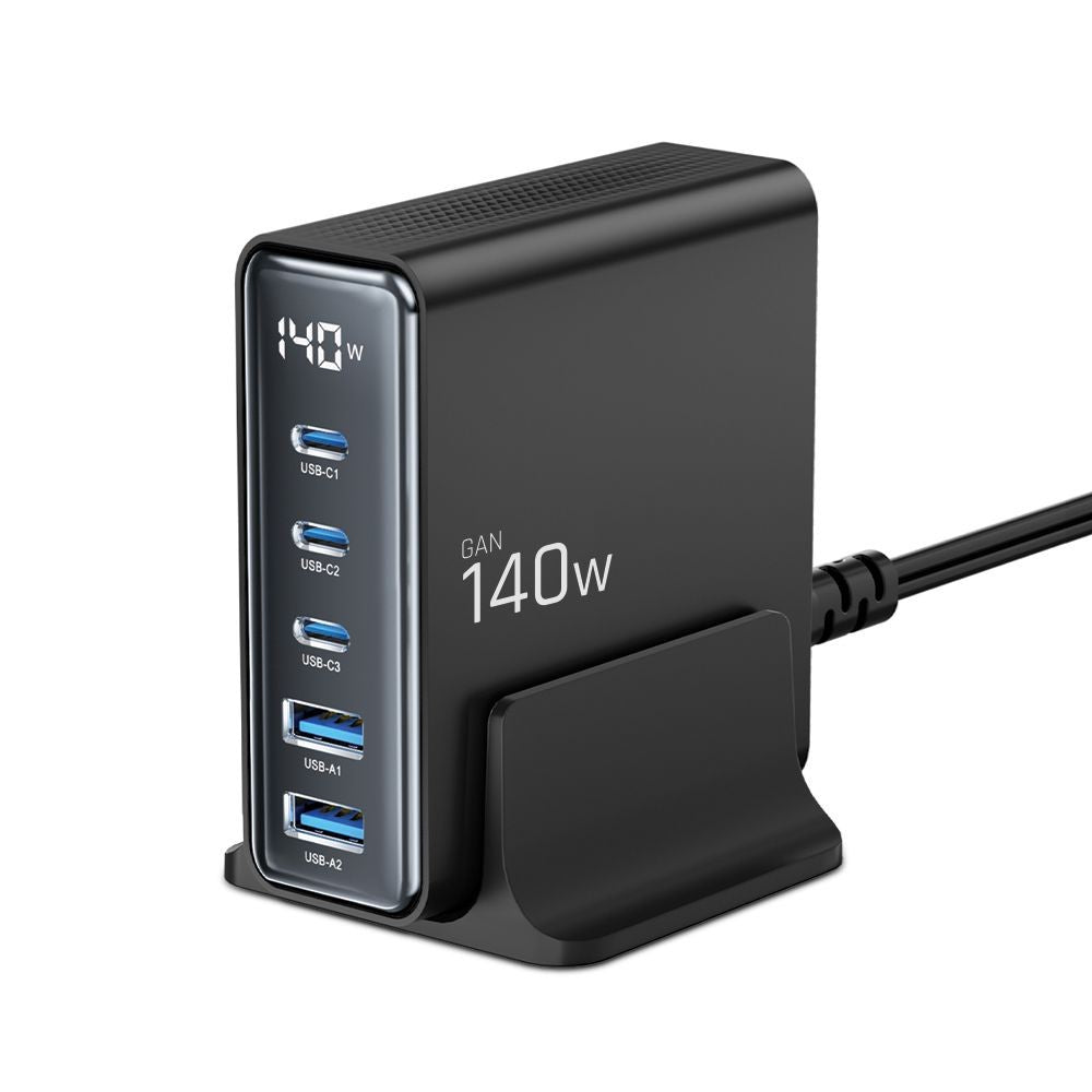 Charging Station Tech-Protect DC140W-GAN 5-Port PD140W/QC3.0 Μαύρο | www.lightgear.gr