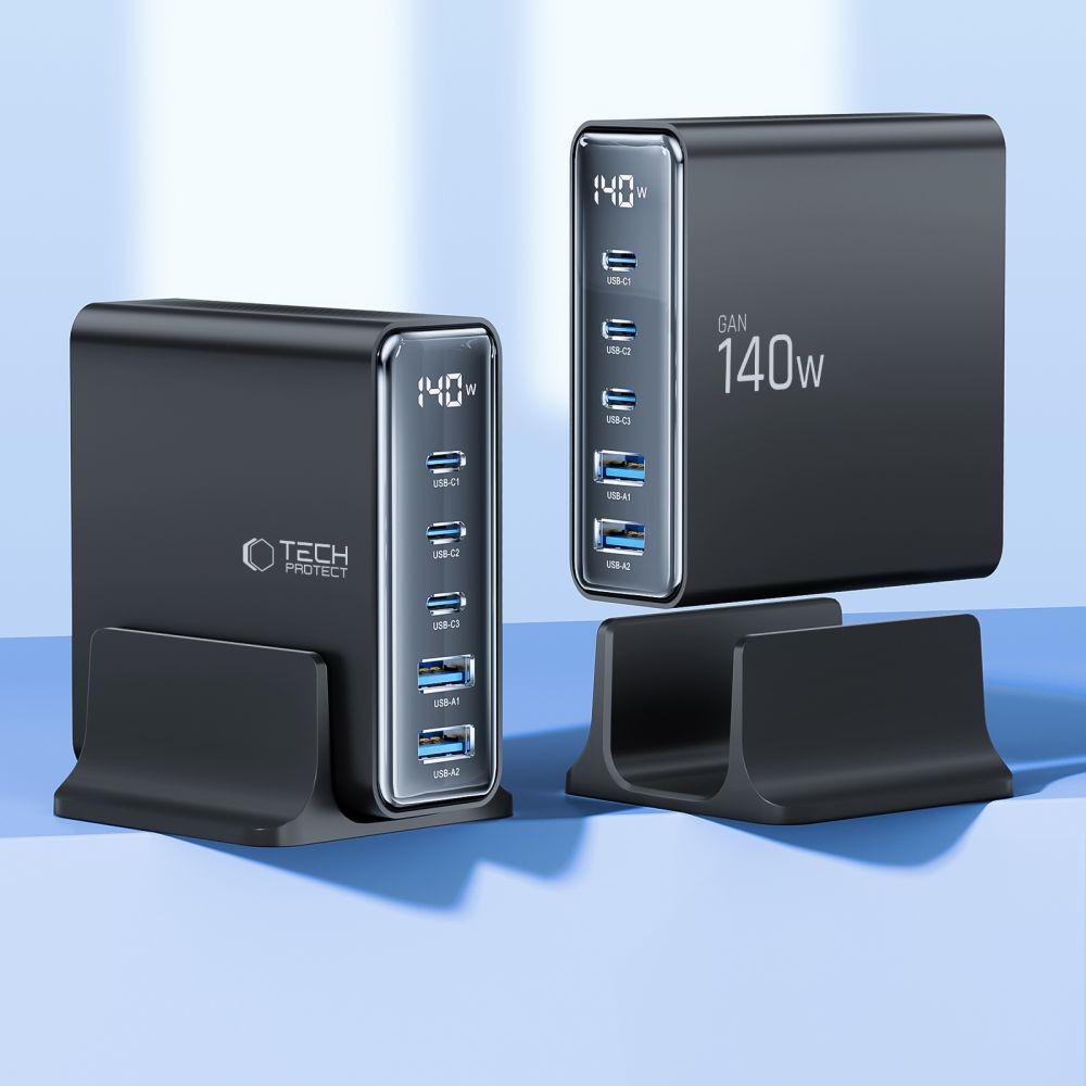 Charging Station Tech-Protect DC140W-GAN 5-Port PD140W/QC3.0 Μαύρο | www.lightgear.gr