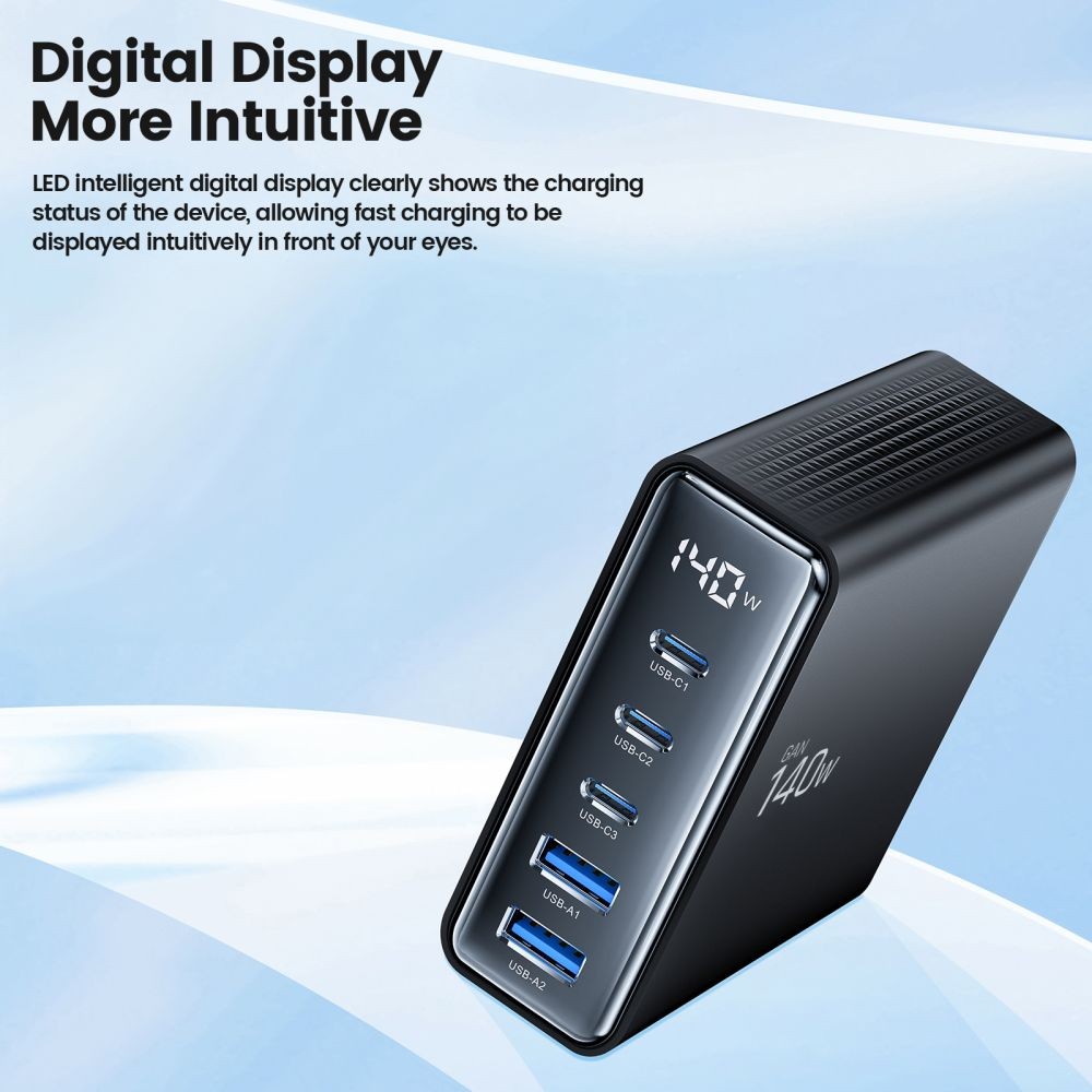 Charging Station Tech-Protect DC140W-GAN 5-Port PD140W/QC3.0 Μαύρο | www.lightgear.gr