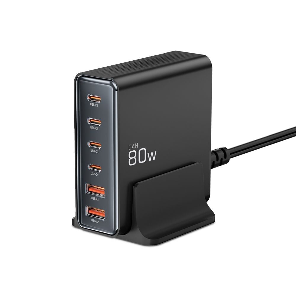 Charging Station Tech-Protect DC80W-GAN 6-Port PD80W/QC3.0 Μαύρο | www.lightgear.gr