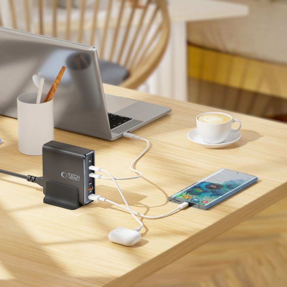 Charging Station Tech-Protect DC80W-GAN 6-Port PD80W/QC3.0 Μαύρο | www.lightgear.gr