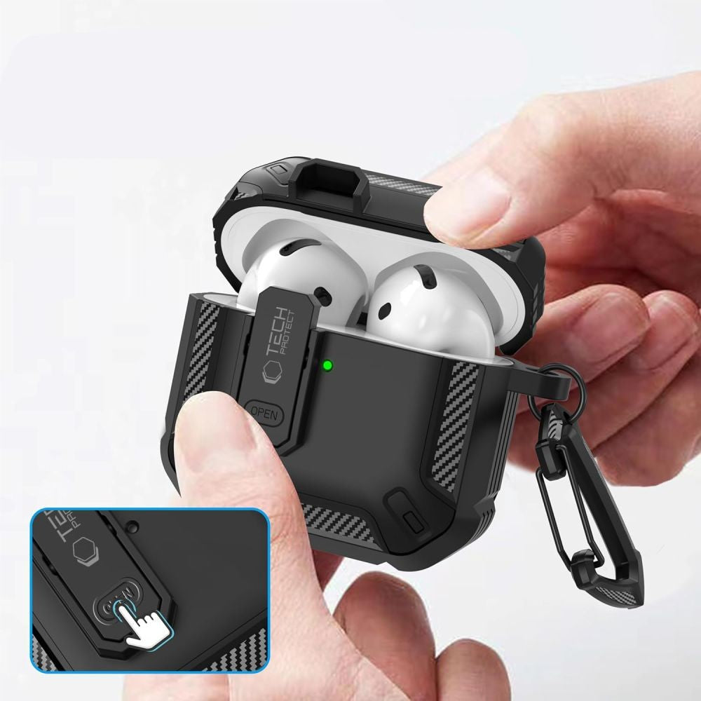 Θήκη Tech-Protect Carbonox για AirPods 4 Μαύρο | www.lightgear.gr
