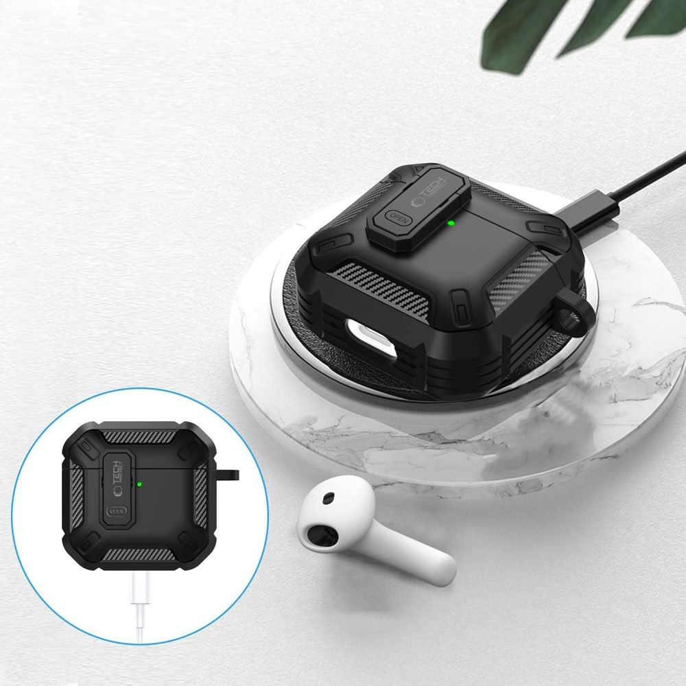 Θήκη Tech-Protect Carbonox για AirPods 4 Μαύρο | www.lightgear.gr